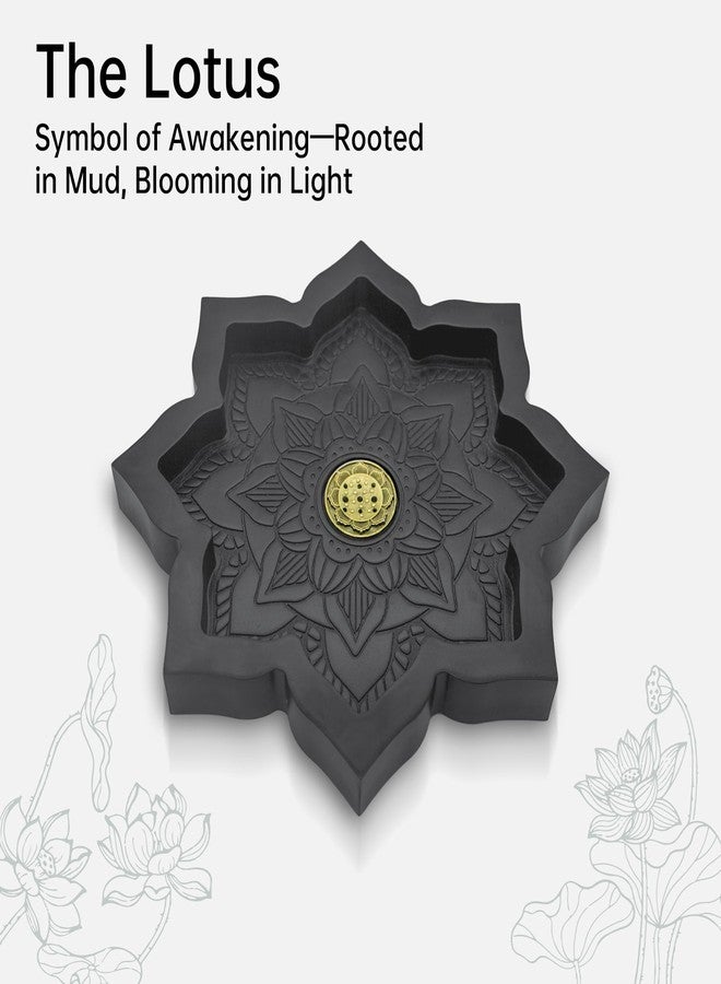 FNYDOX Wooden Lotus Tray, Incense Burner for Stick/Cone, Rocks Gems Healing Stones Display Holder, Organizer for Essential Oil & Jewelry, Wood Lotus Bowl Decor for Meditation, Wiccan Supplies and Tools - Image 3